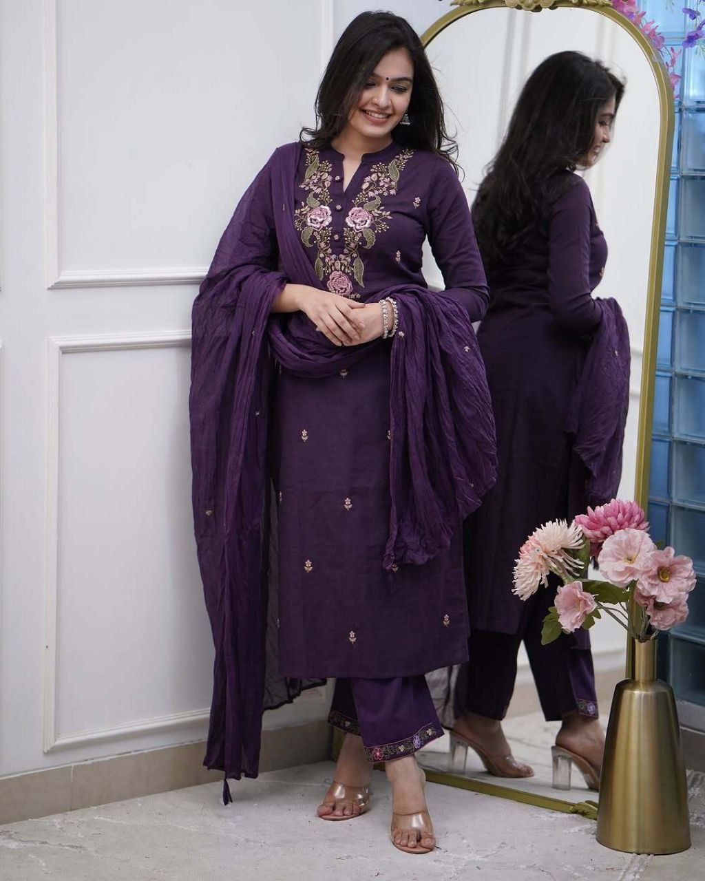 Purple Premium Kurta With Set