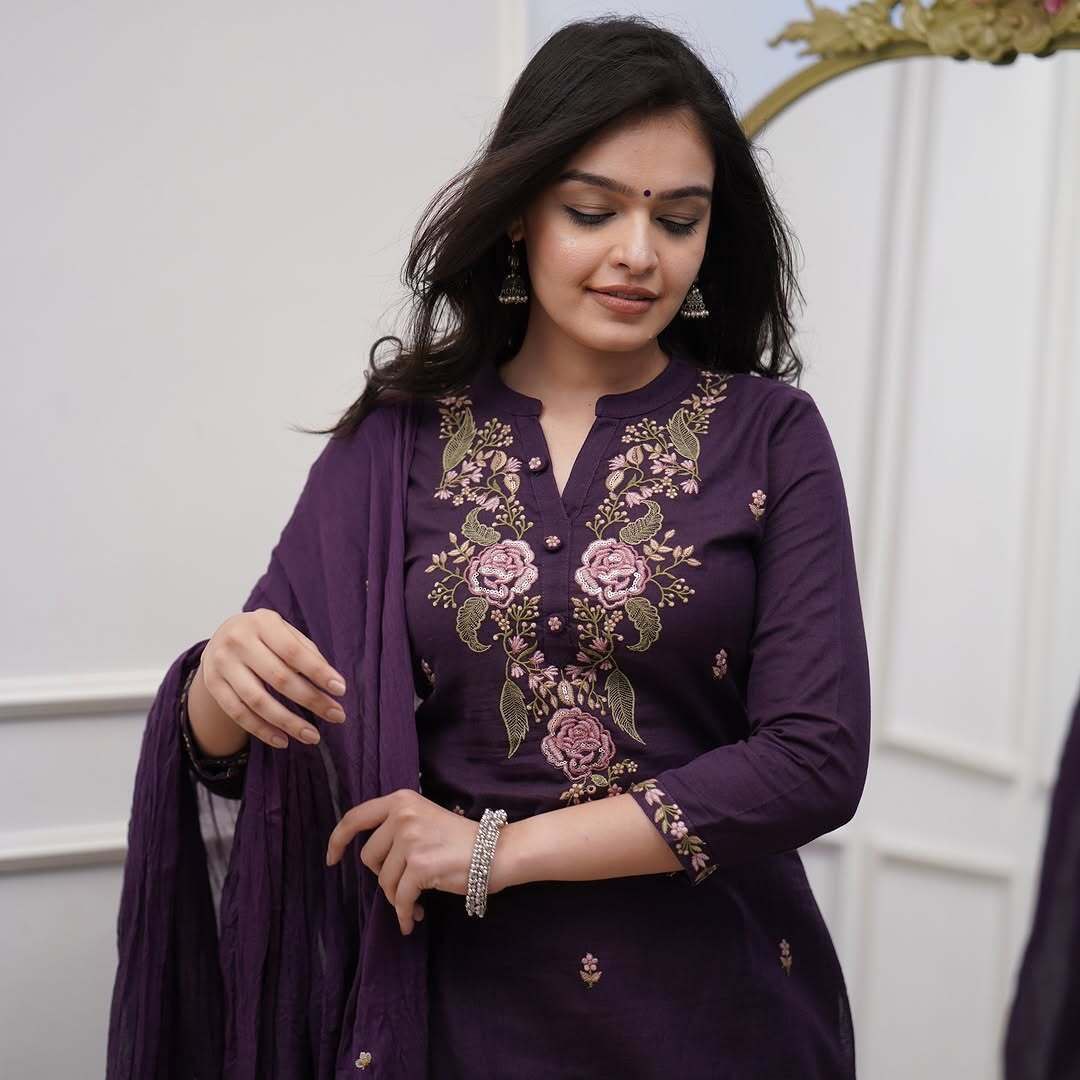 Purple Premium Kurta With Set