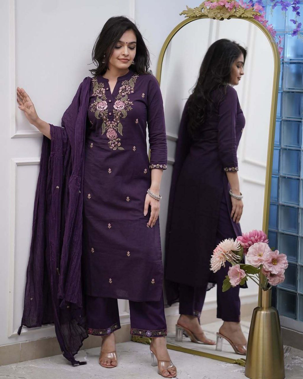 Purple Premium Kurta With Set
