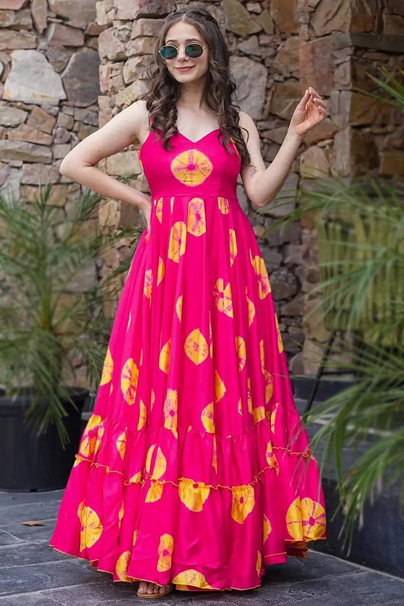 Breezy Grace: Rayon Printed Anarkali Kurta