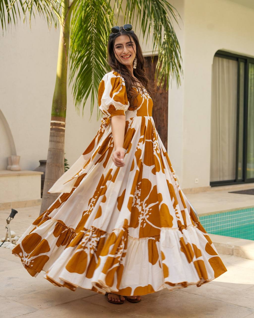 Timeless Vibes: Ethnic Printed Rayon Anarkali