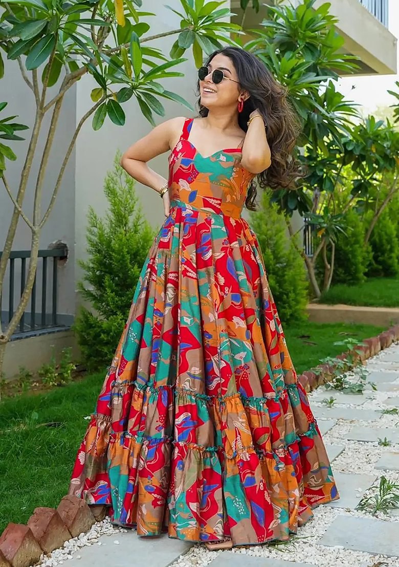Regal Charm Printed Anarkali Dress