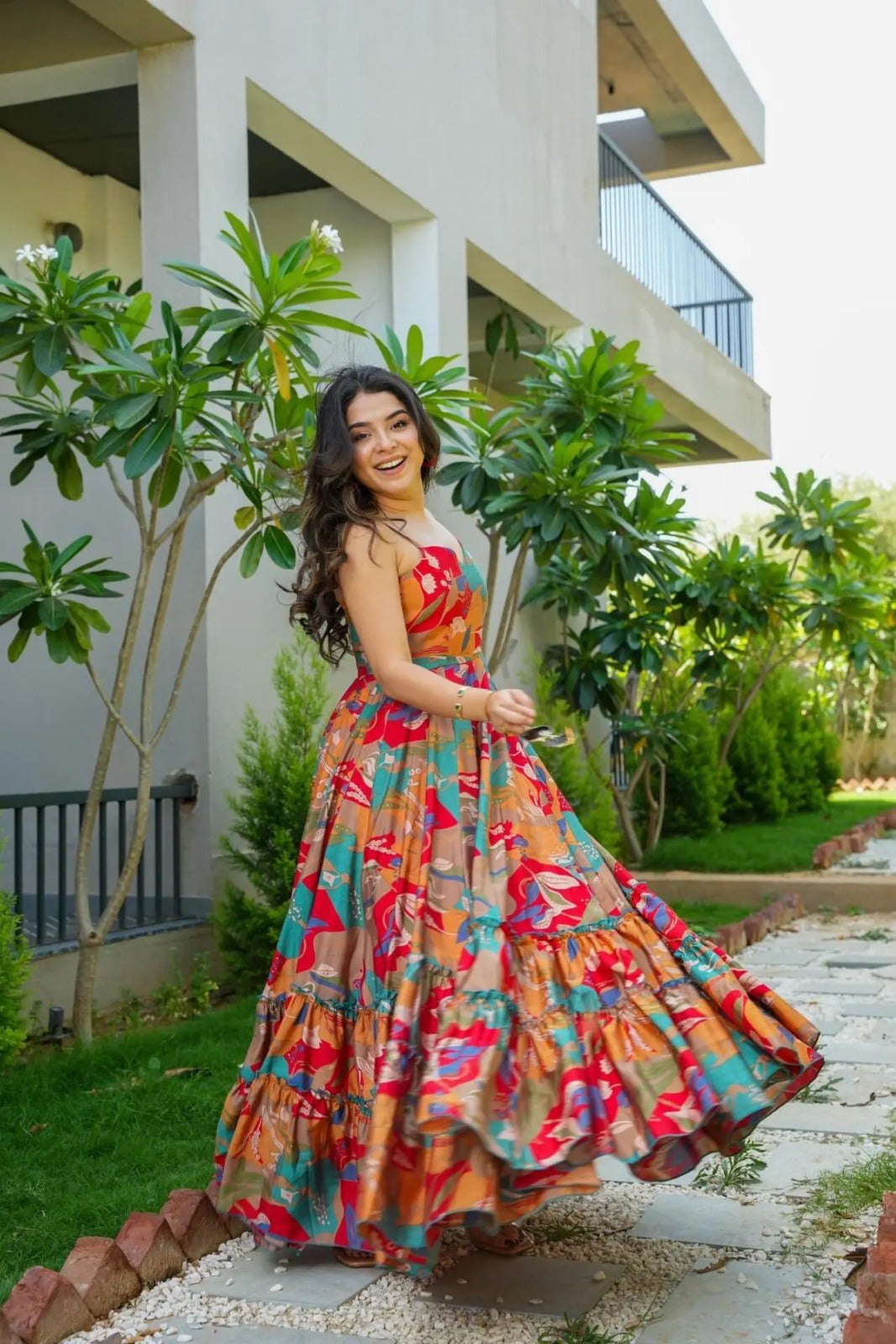Regal Charm Printed Anarkali Dress