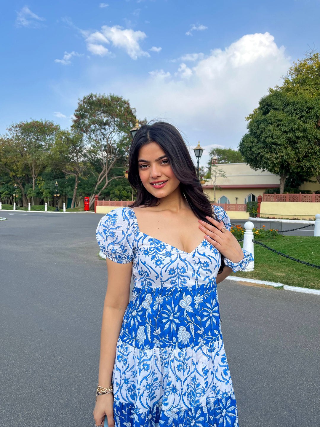 Elegant Designer Gown in Heavy Rayon with Digital Print and Cotton Inner