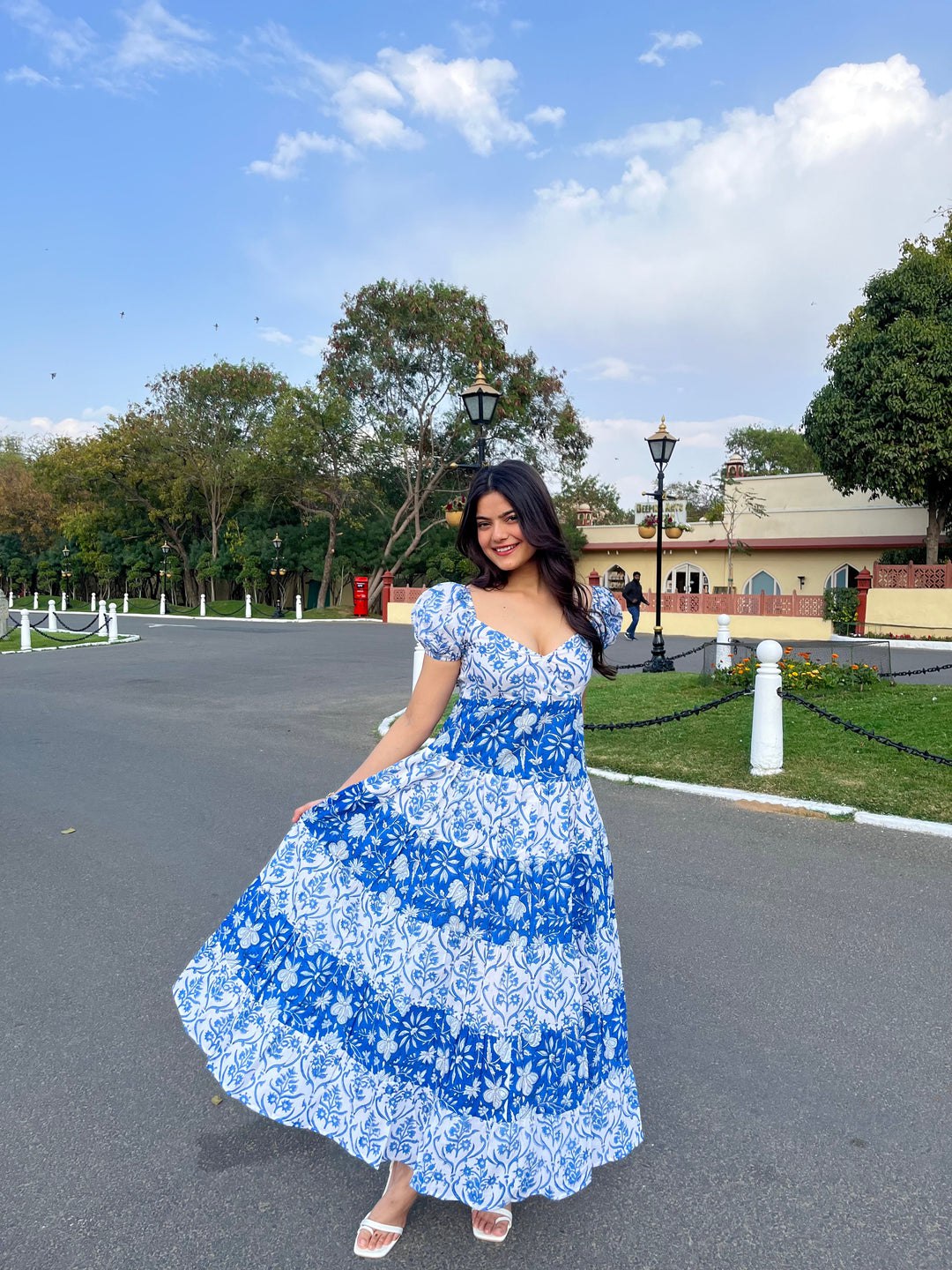 Elegant Designer Gown in Heavy Rayon with Digital Print and Cotton Inner