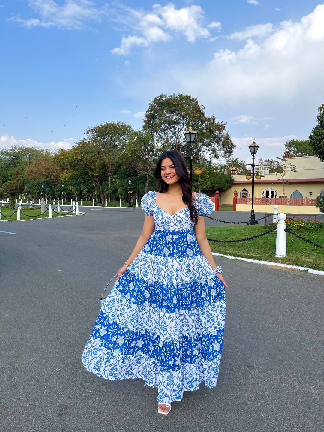 Elegant Designer Gown in Heavy Rayon with Digital Print and Cotton Inner