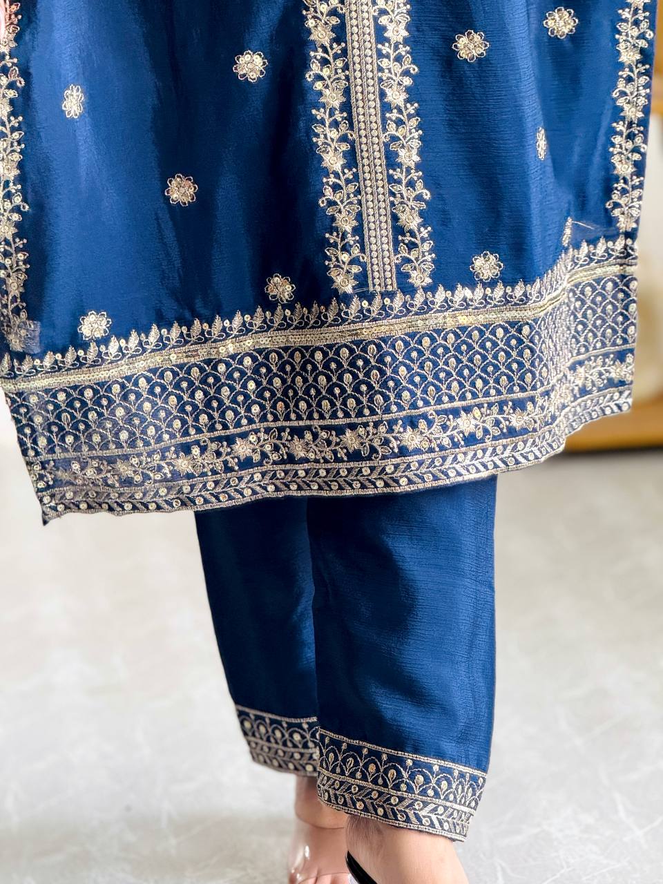 Pure Cinon Top-Pent and Dupatta Set Fully Stitched Ready To Wear