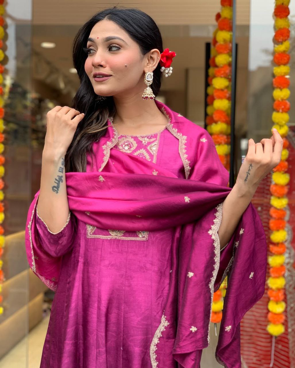 Elegant Diamond Silk Anarkali Suit – Timeless Grace & Regal Charm