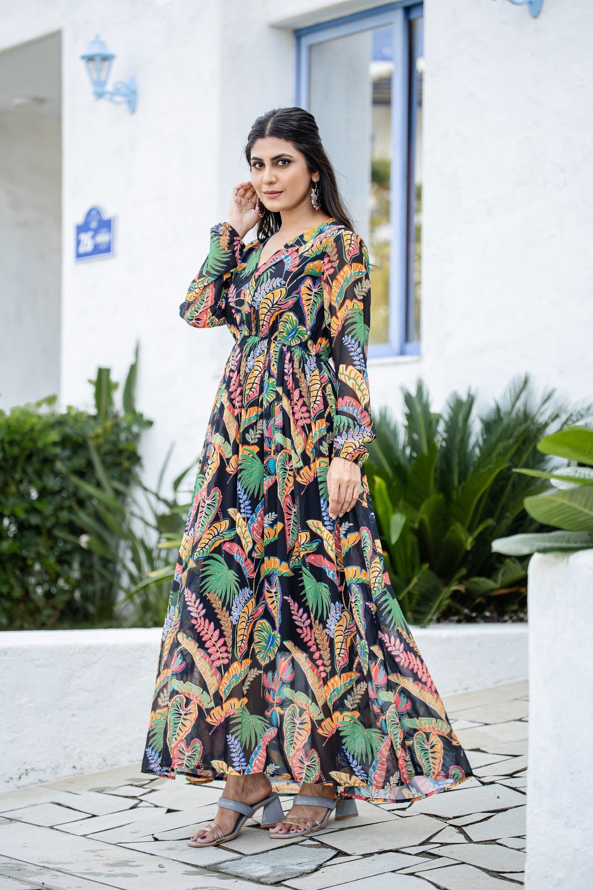 Timeless Grace Mughal Print Anarkali Gown