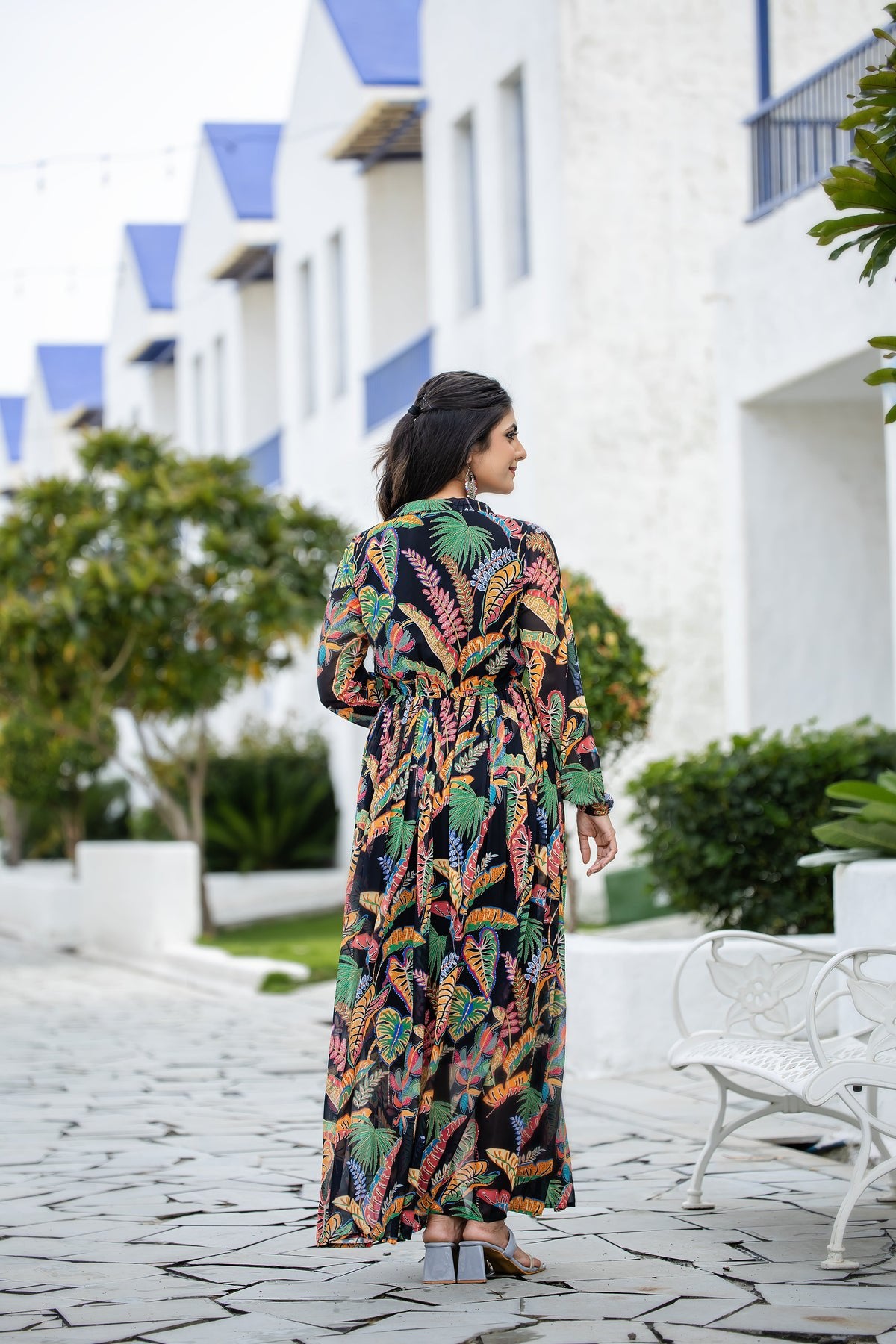 Timeless Grace Mughal Print Anarkali Gown