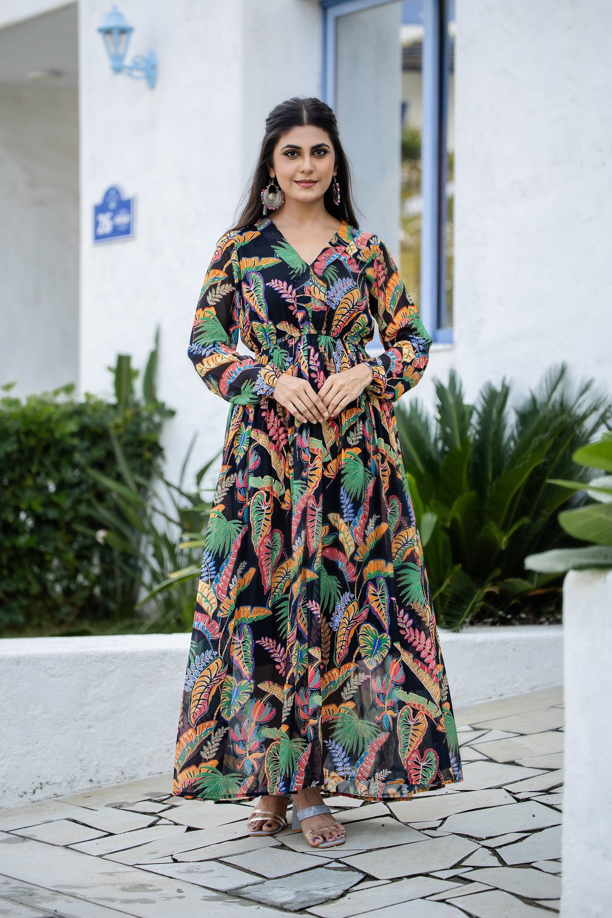 Timeless Grace Mughal Print Anarkali Gown