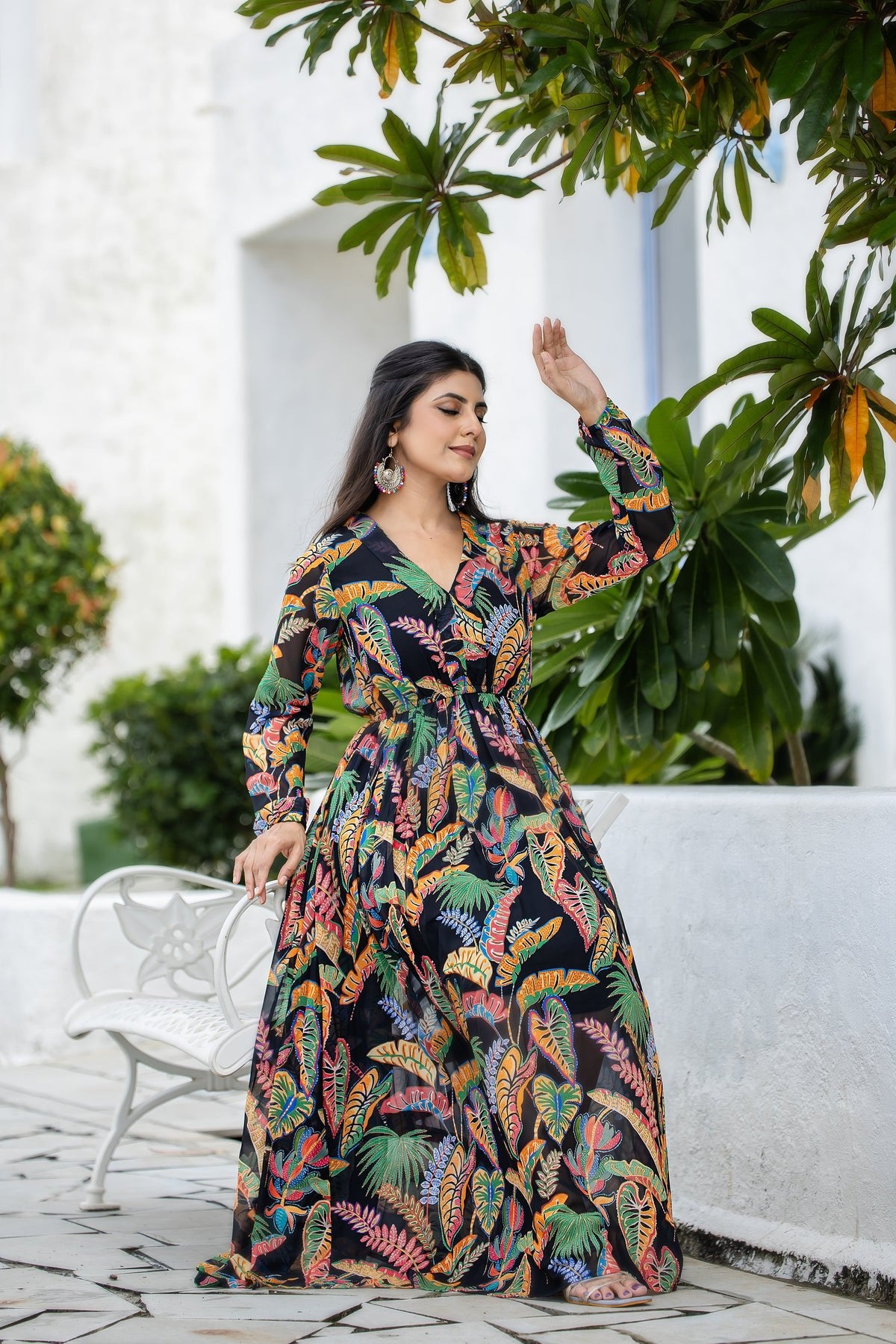 Timeless Grace Mughal Print Anarkali Gown