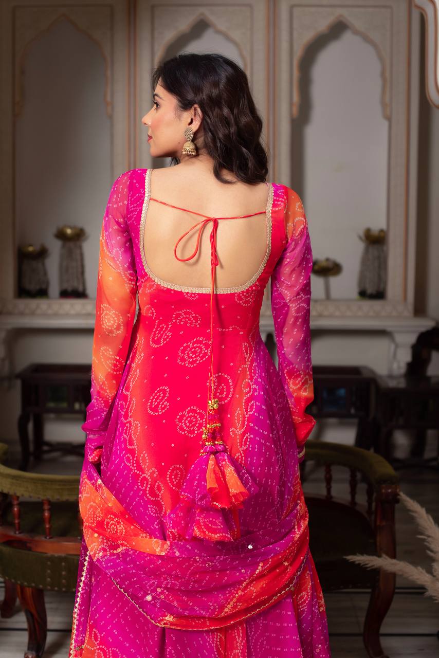 Festive Wear Bandhani Anarkali with Dupatta