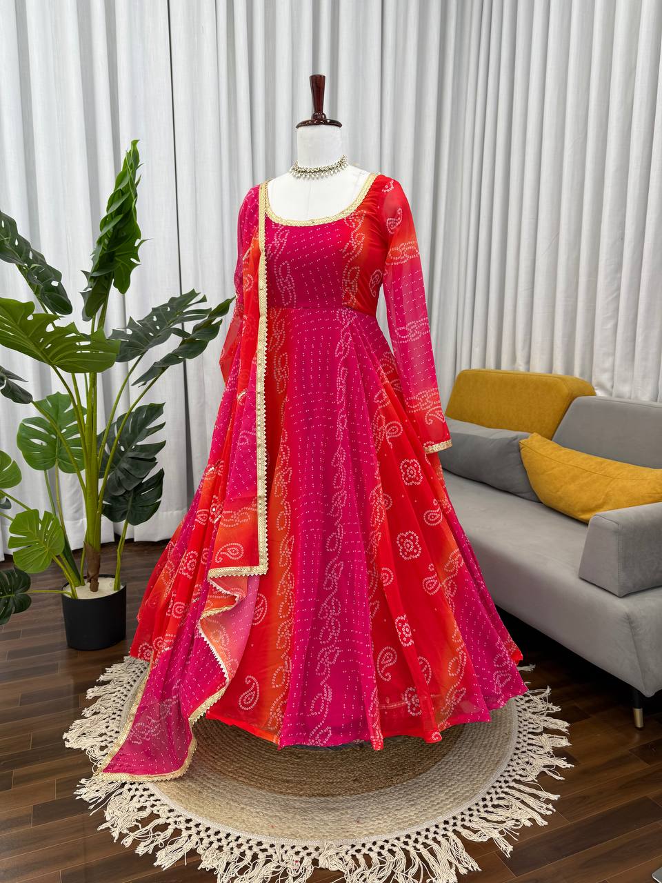 Festive Wear Bandhani Anarkali with Dupatta