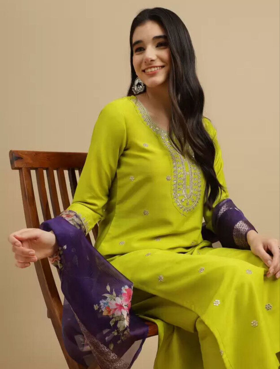 Premium Viscose Silk Kurta Set with Dupatta & Bottoms