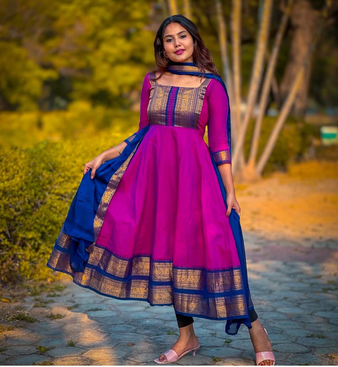 Elegant Georgette Anarkali Set with Dupatta & Pant