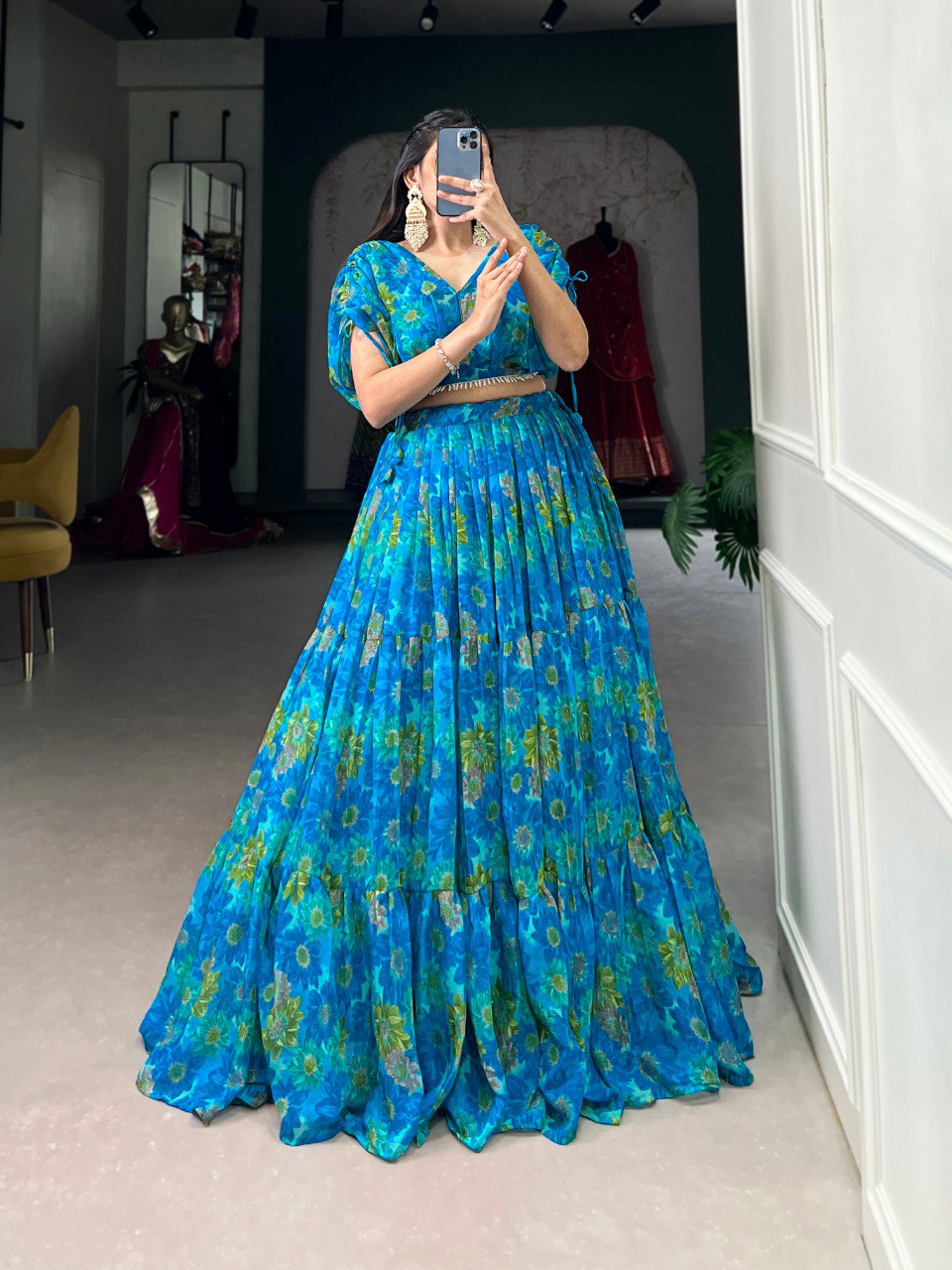Graceful Chiffon Silk Lehenga – Light, Elegant & Beautiful