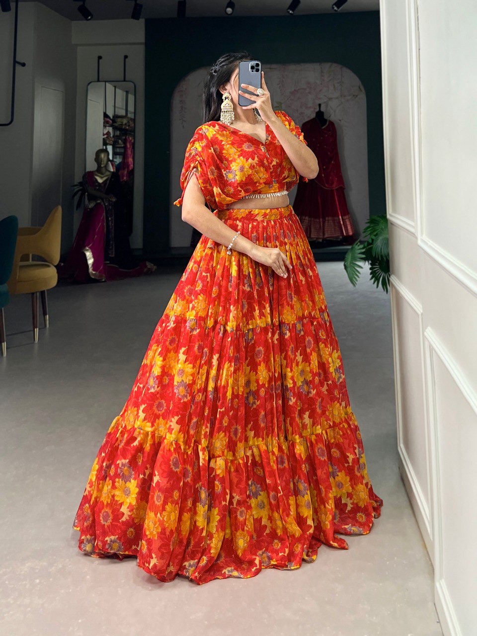 Graceful Chiffon Silk Lehenga – Light, Elegant & Beautiful