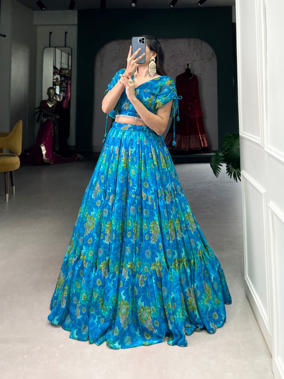 Graceful Chiffon Silk Lehenga – Light, Elegant & Beautiful
