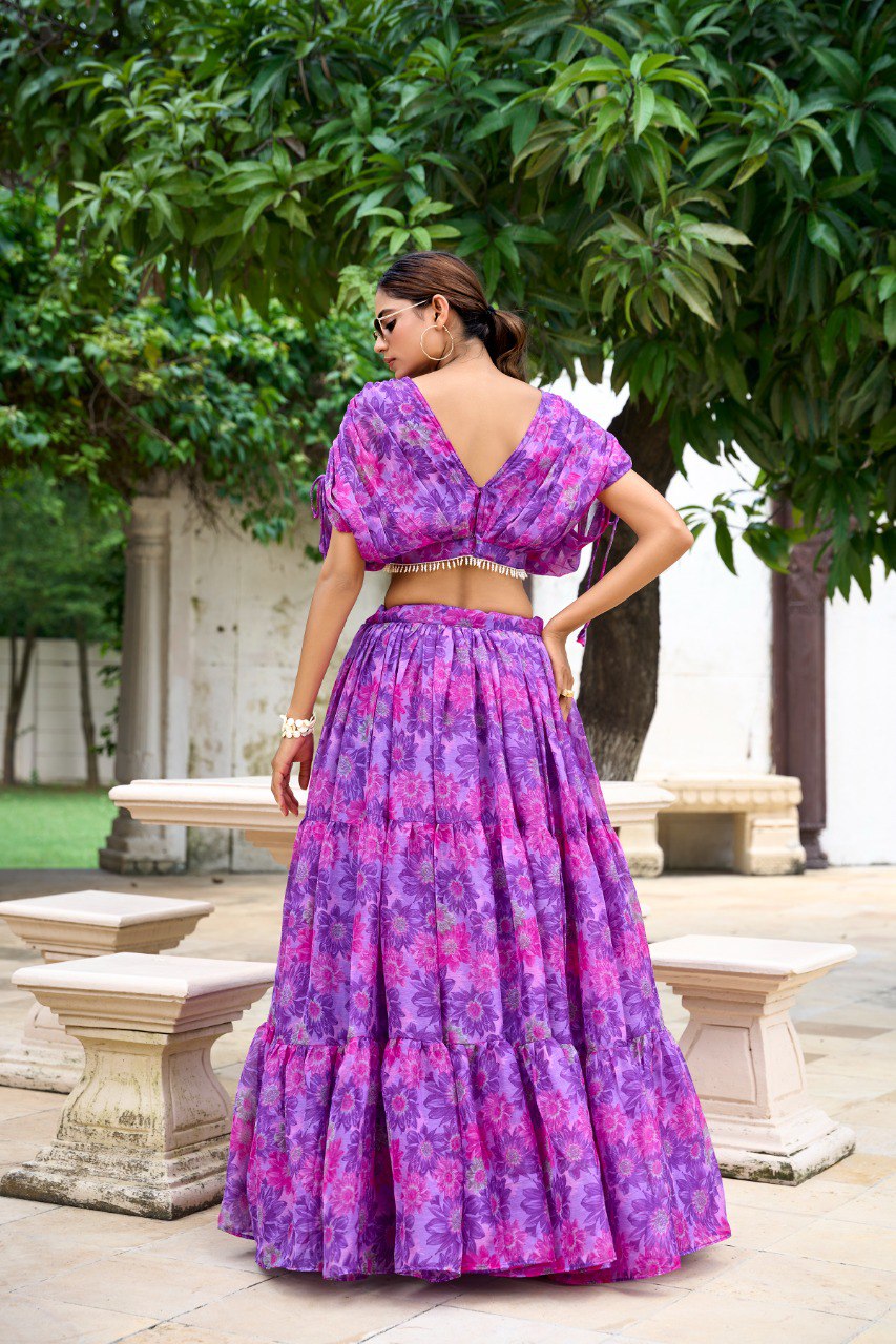 Graceful Chiffon Silk Lehenga – Light, Elegant & Beautiful