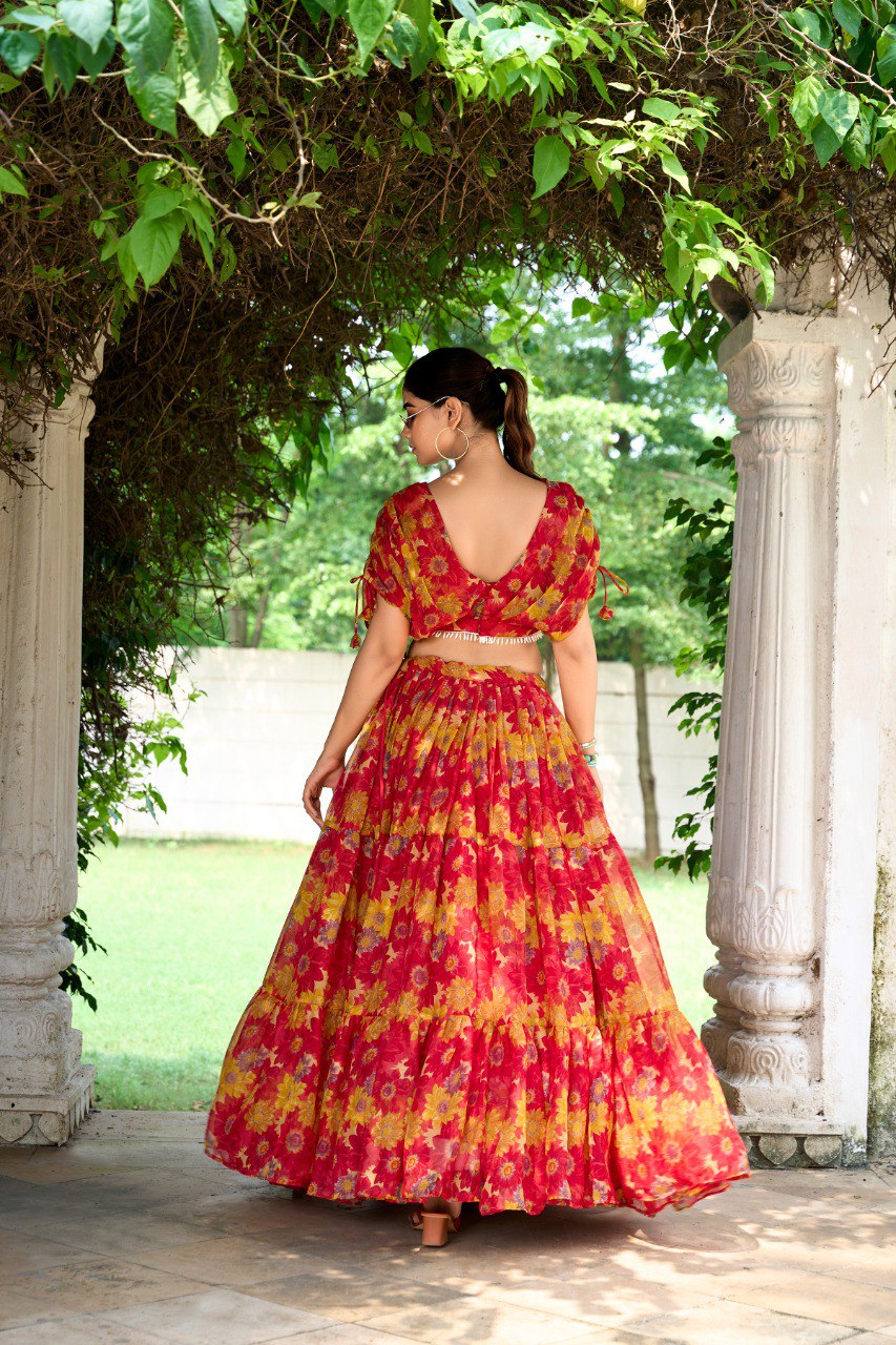 Graceful Chiffon Silk Lehenga – Light, Elegant & Beautiful