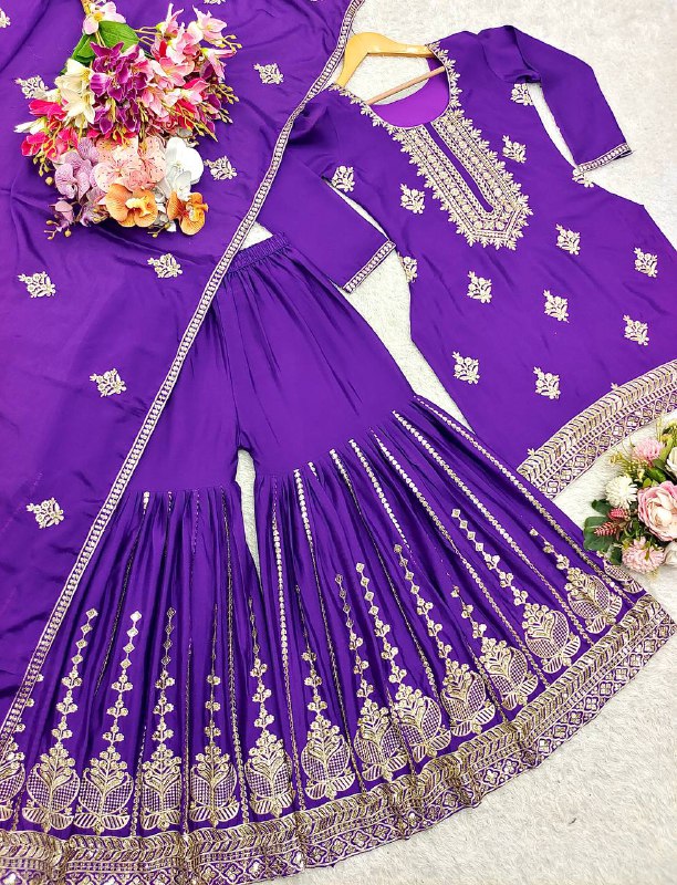 New Collection Pure Cinon Top-Sarara and Dupatta Set Fully Stitched Ready To Wear