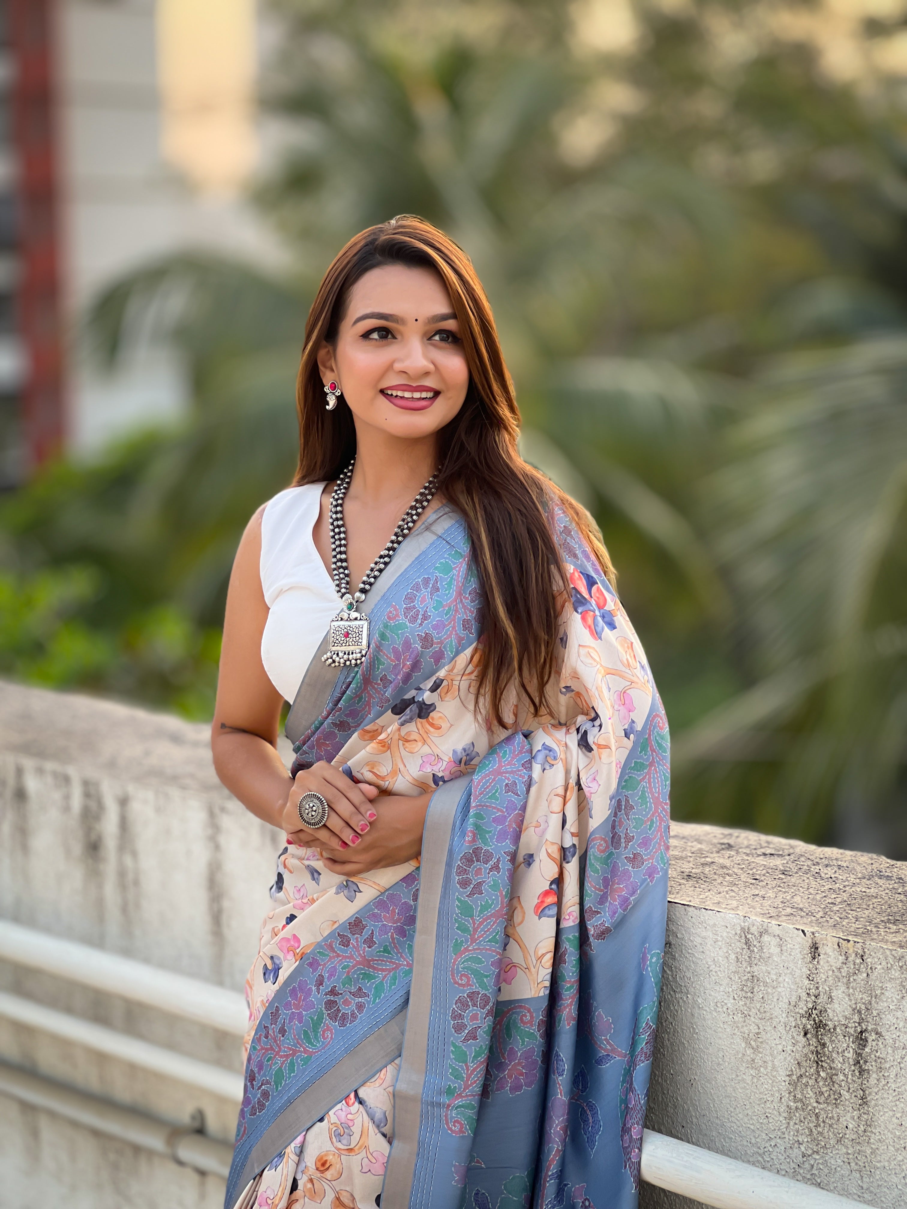 π TUSSAR KALAMKARI SAREE Fabric Base: Tussar Silk