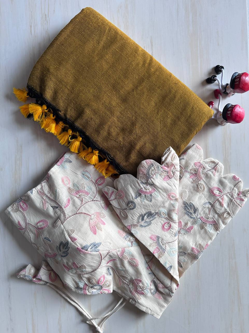 Elegant Khadi Cotton Saree with Stitched Blouse