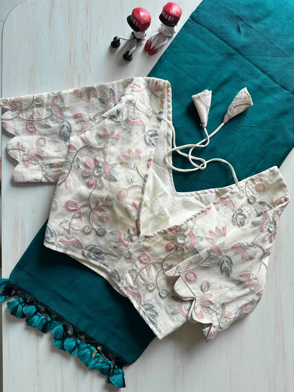 Elegant Khadi Cotton Saree with Stitched Blouse