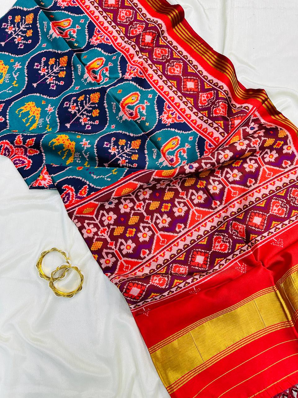 Stylish Patola Silk Saree with Rich Border