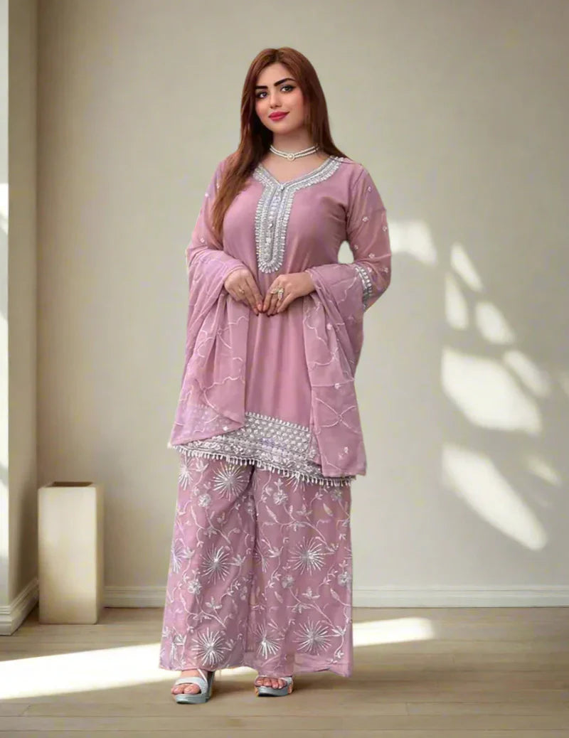 Pink Designer Sharara Plazzo Set