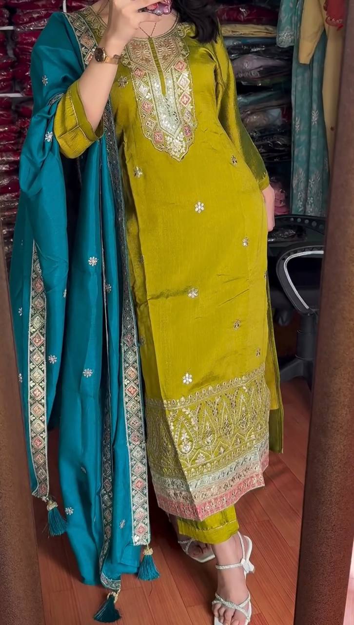 New Festival Collection In Chinnon And Heavy Embroidery Sequence Work Fully Stitched Ready To Wear