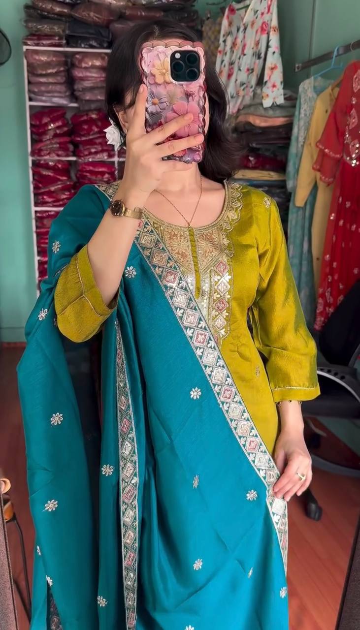 New Festival Collection In Chinnon And Heavy Embroidery Sequence Work Fully Stitched Ready To Wear