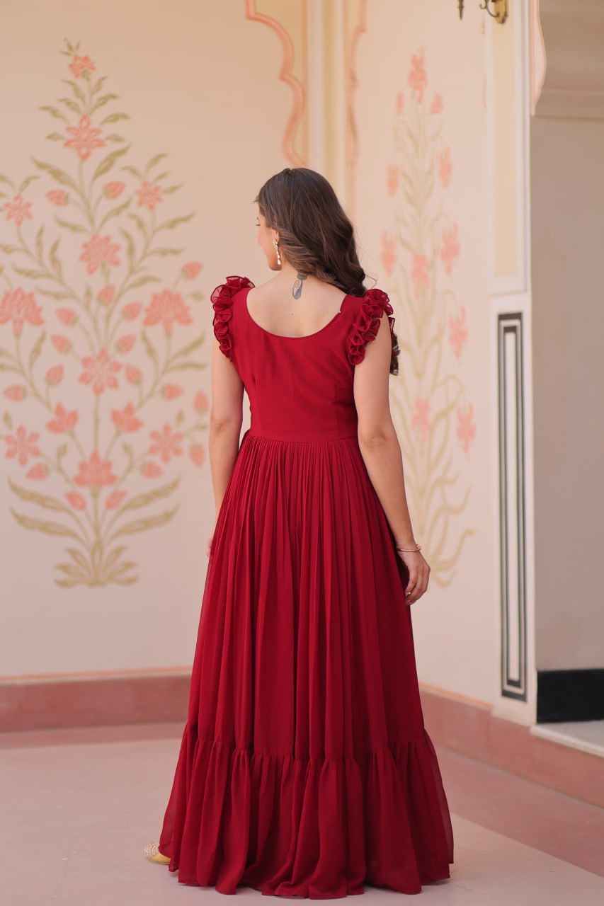 Glamorous Faux Blooming Saree with Sequins & Bead Embroidery