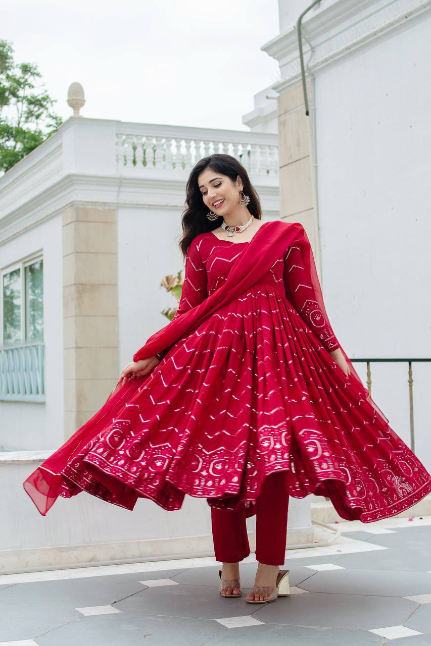 Elegant Faux Georgette Embroidered Kurta Set