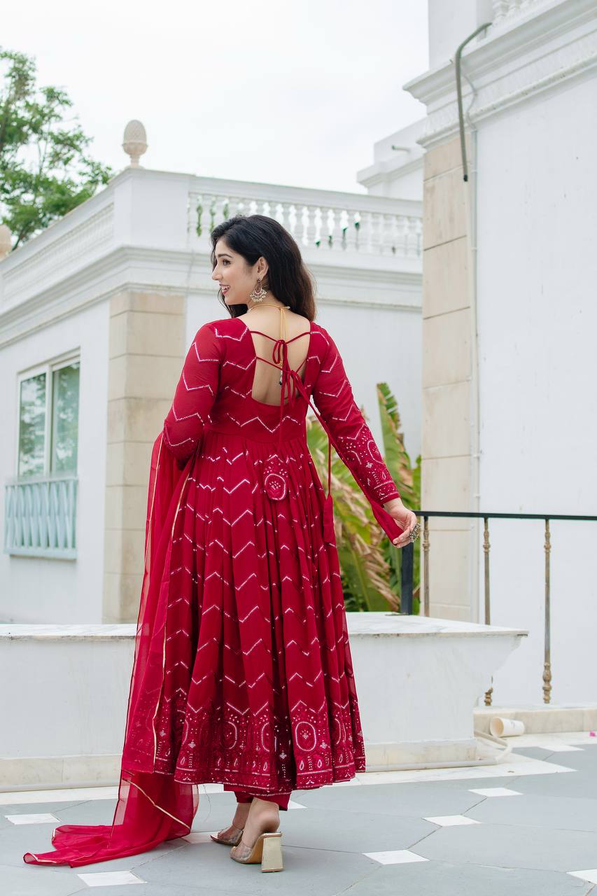 Elegant Faux Georgette Embroidered Kurta Set