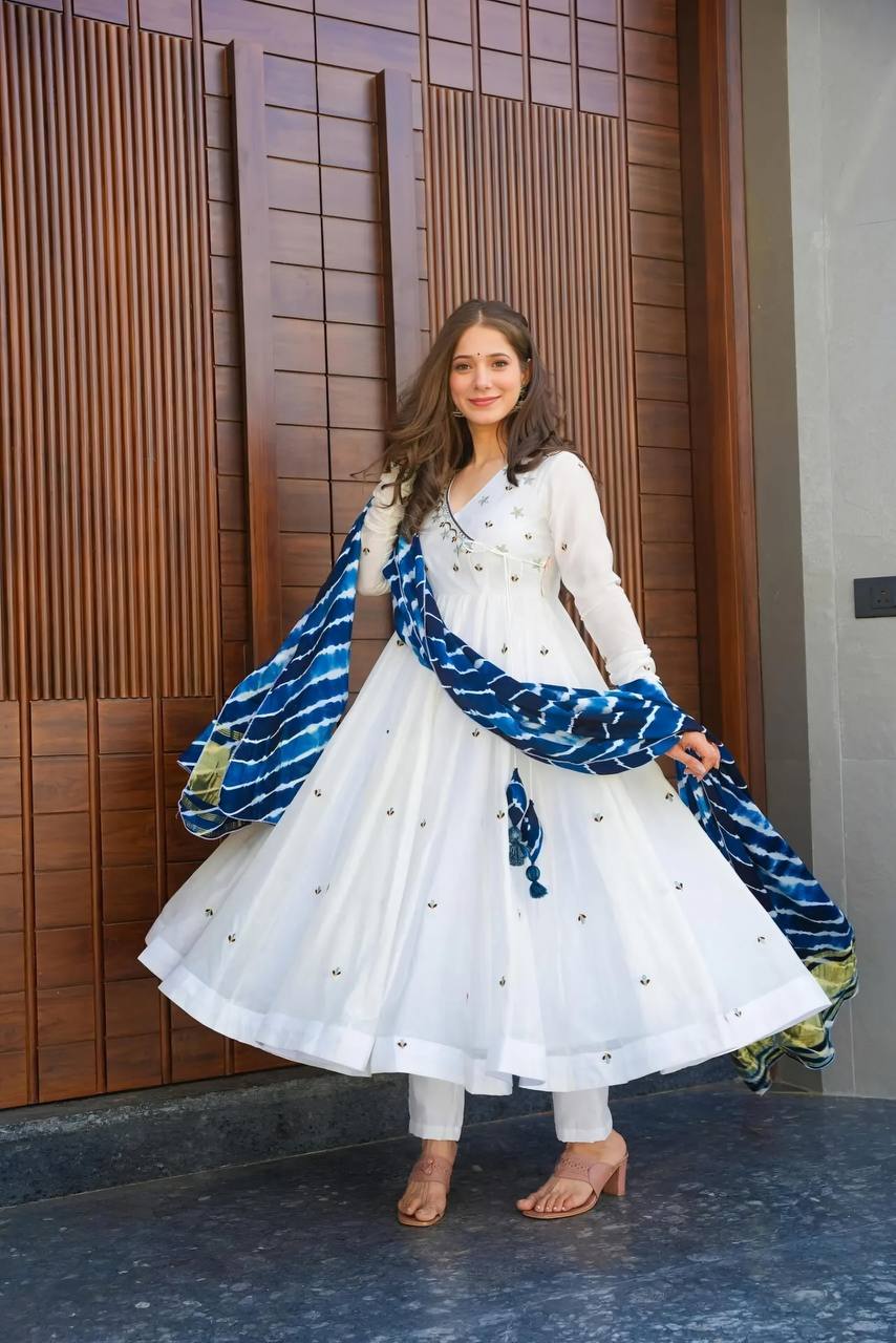 New Party Wear Rayon Fabric Cotton Zari Embroidered work