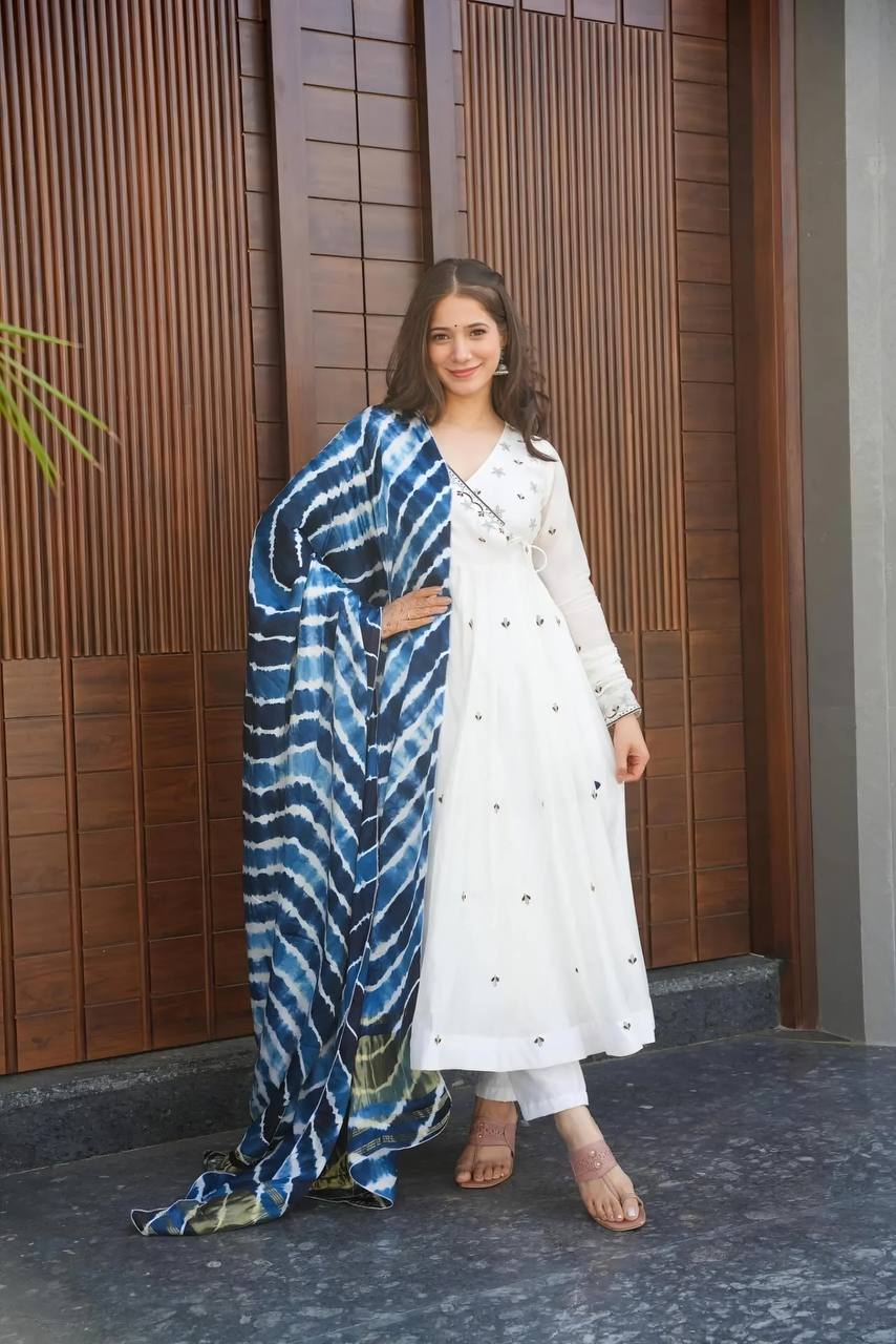 New Party Wear Rayon Fabric Cotton Zari Embroidered work