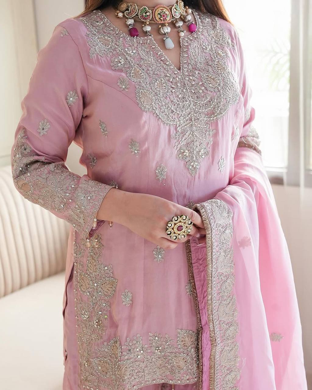Elegant Embroidered Georgette Suit