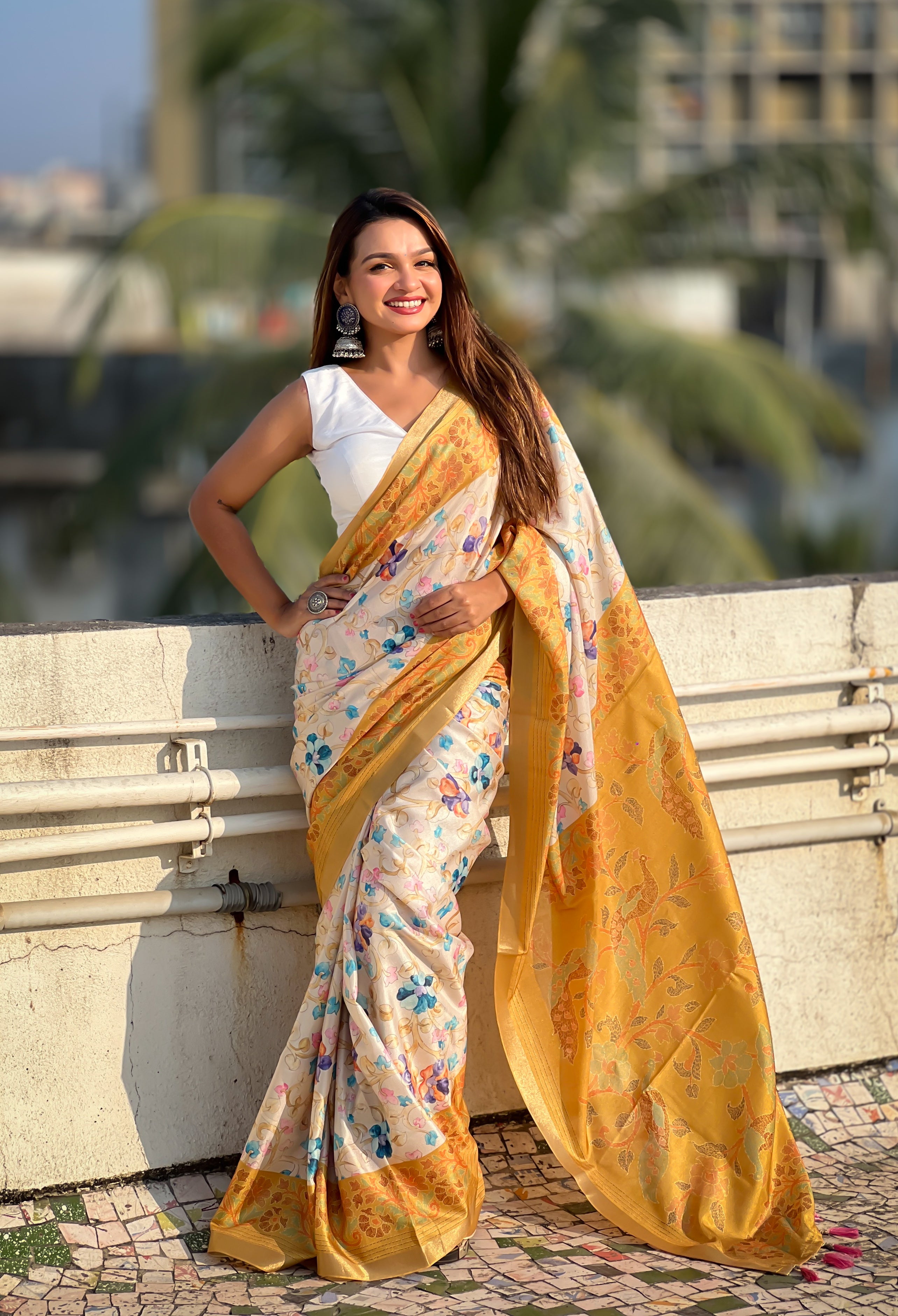 🌟 TUSSAR KALAMKARI SAREE      Fabric Base: Tussar Silk