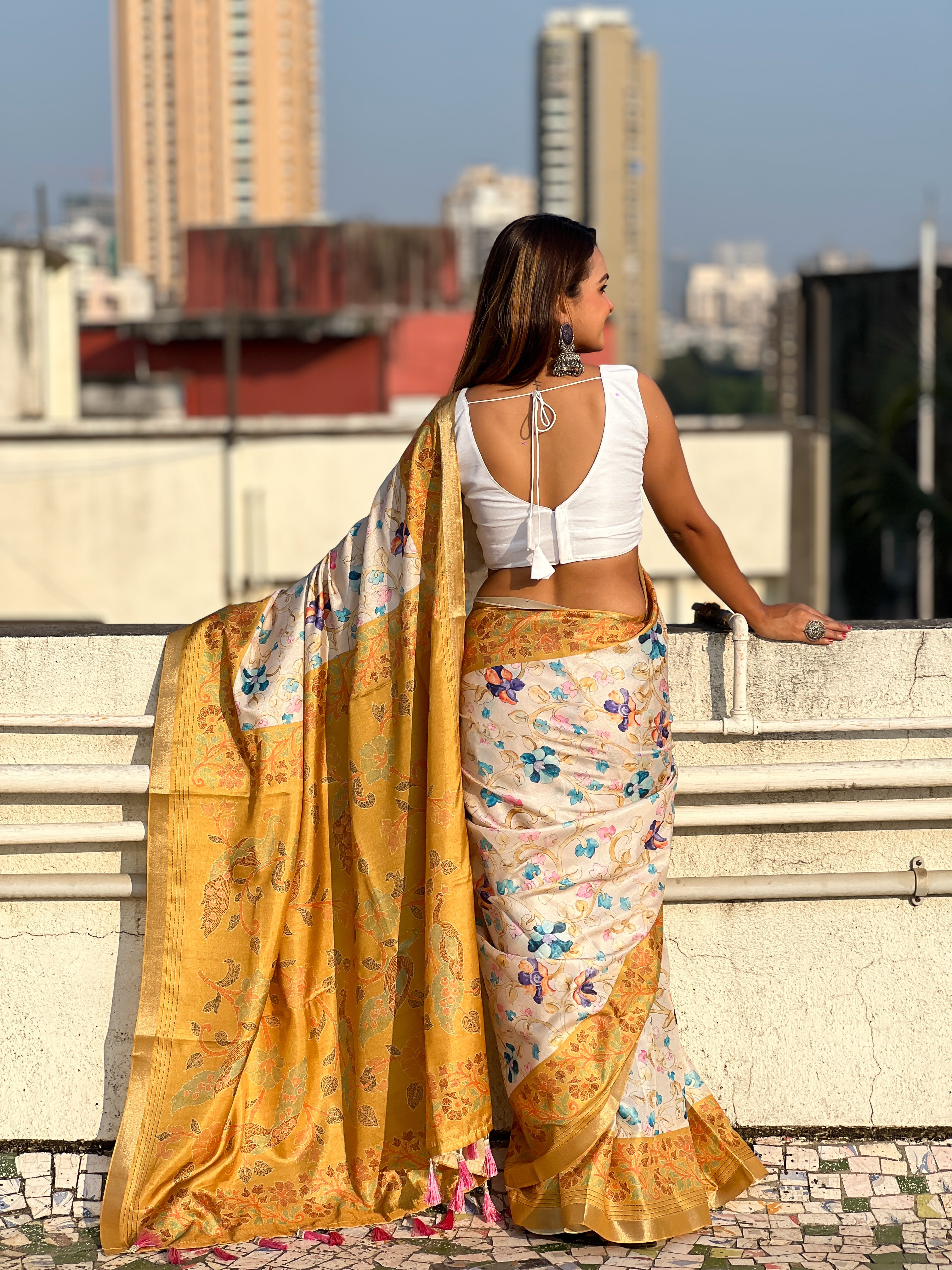 🌟 TUSSAR KALAMKARI SAREE      Fabric Base: Tussar Silk