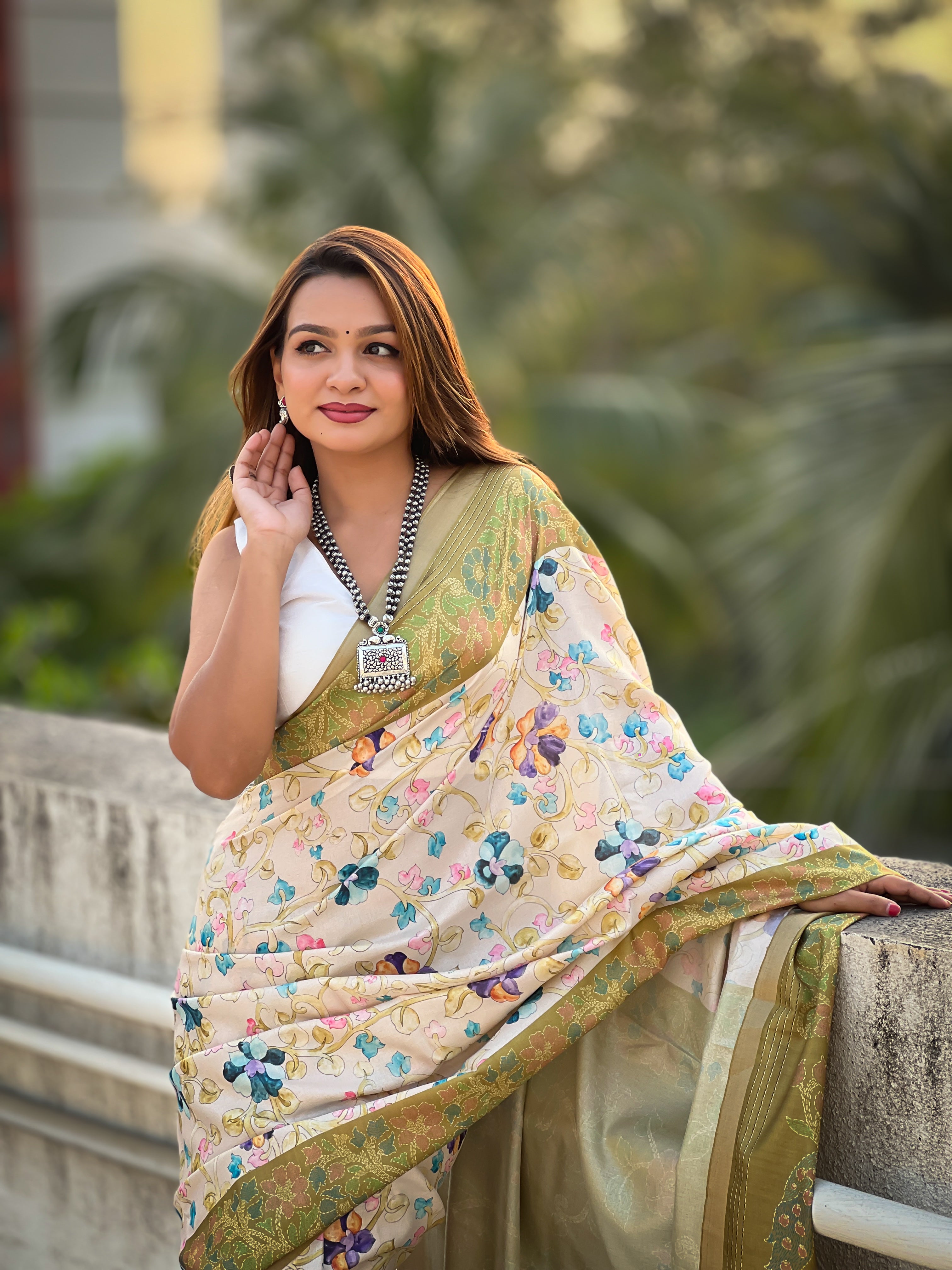 🌟 TUSSAR KALAMKARI SAREE      Fabric Base: Tussar Silk