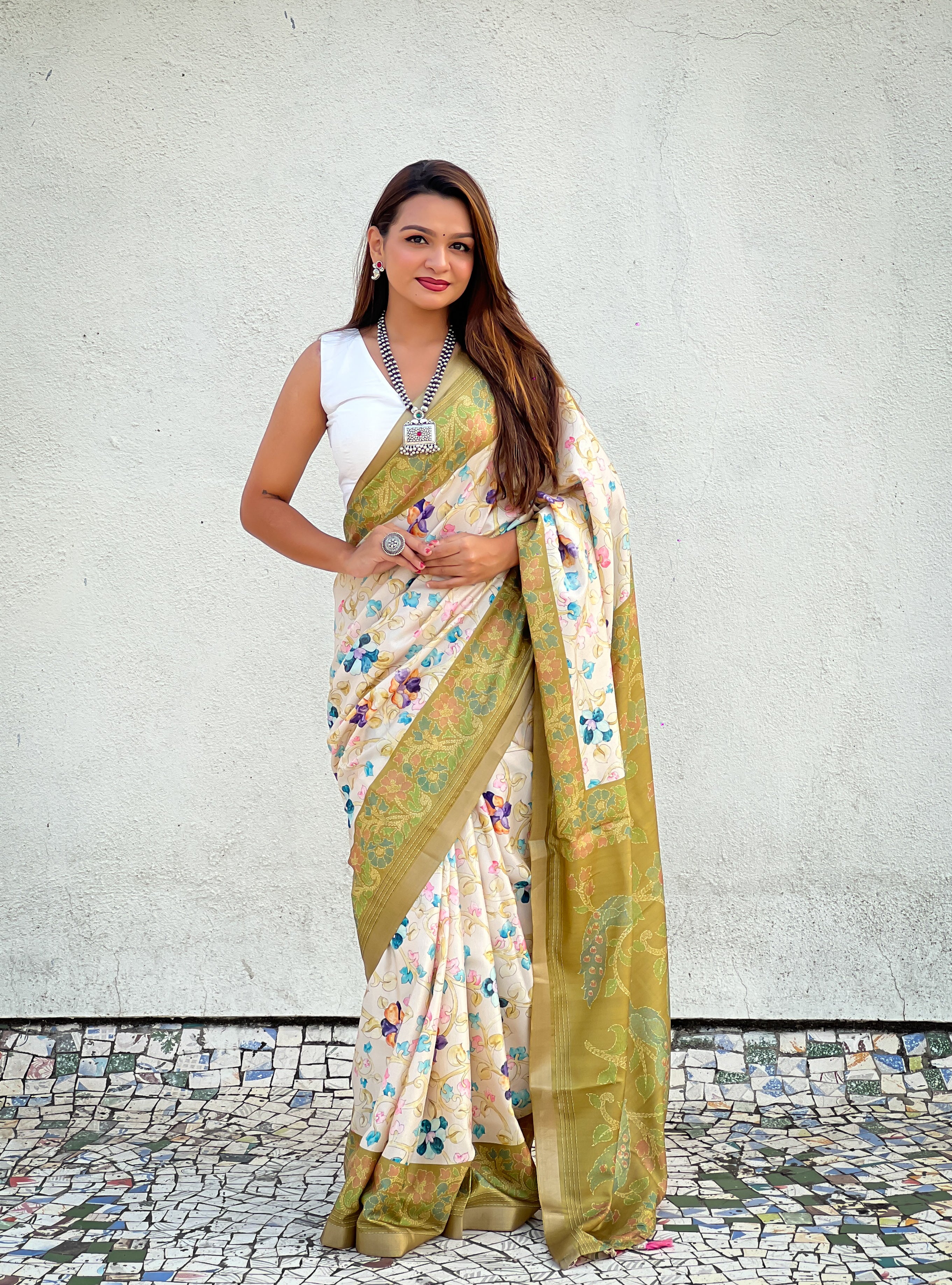 🌟 TUSSAR KALAMKARI SAREE      Fabric Base: Tussar Silk