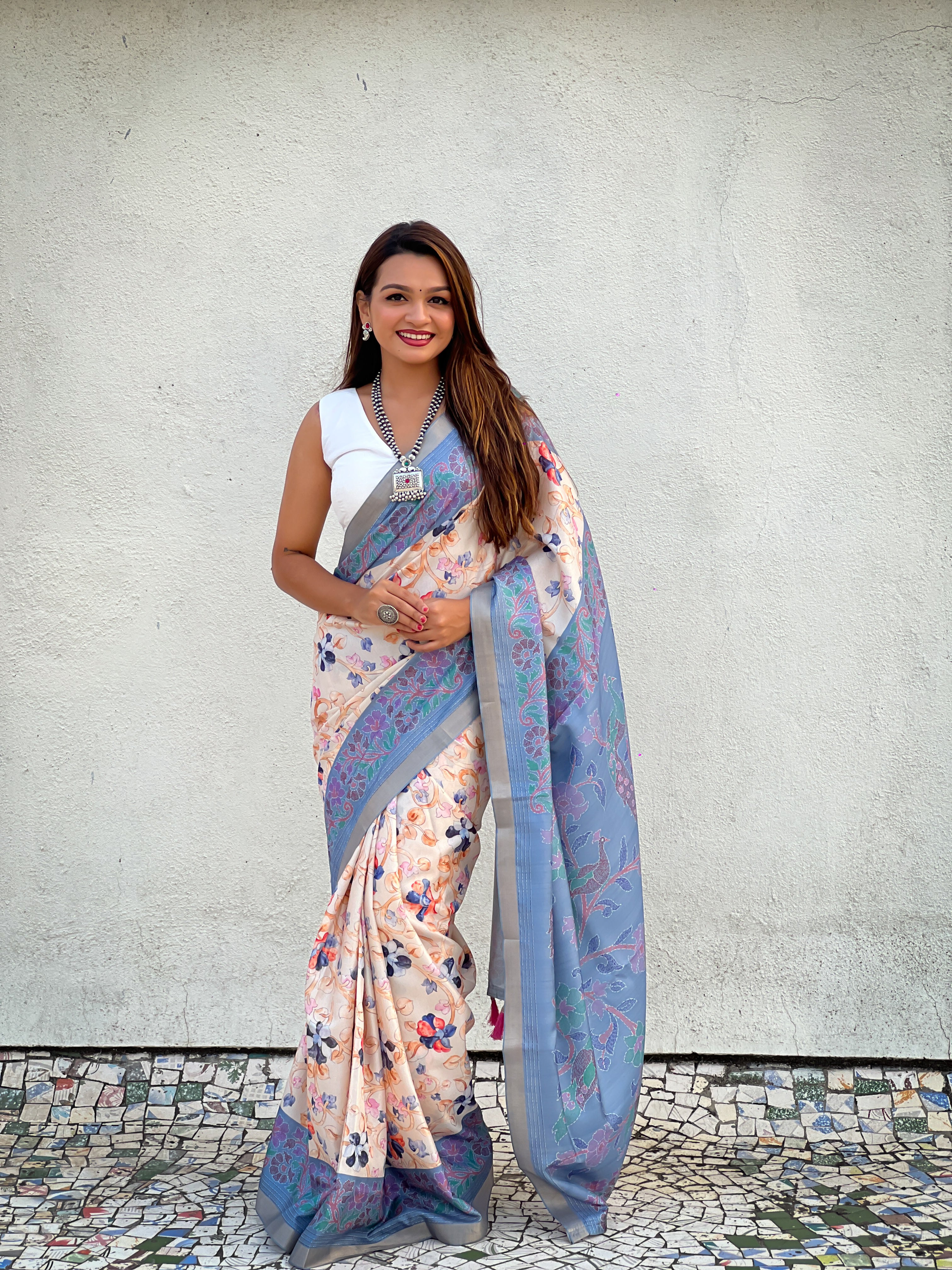 🌟 TUSSAR KALAMKARI SAREE      Fabric Base: Tussar Silk