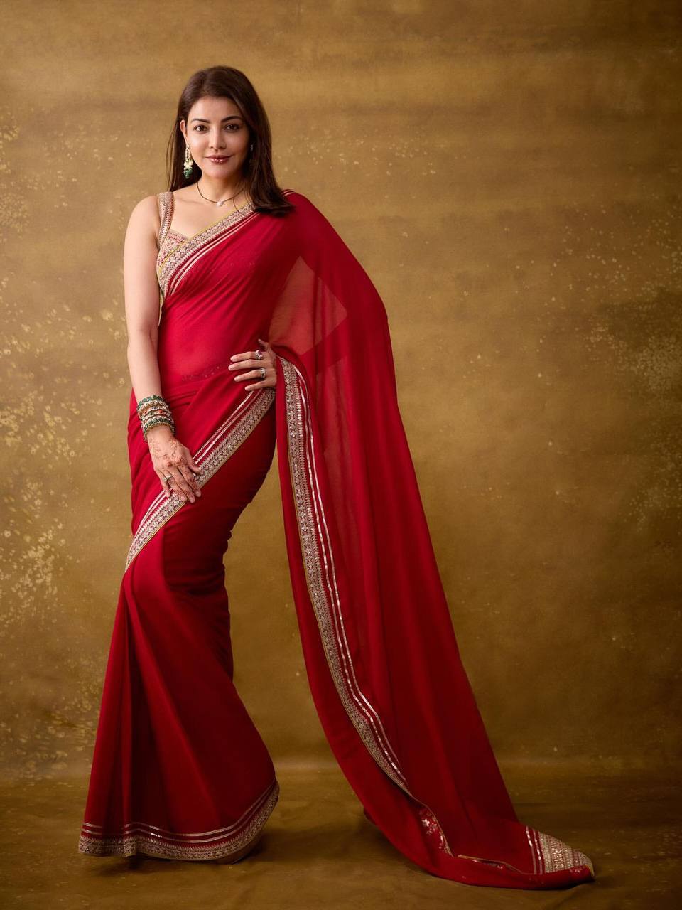 Classic Red Party Wear Saree with Embellished Border